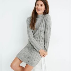 MADEWELL Sweater Dress XXS Donegal Rolled Mockneck tweed ribbed knit mini 2XS